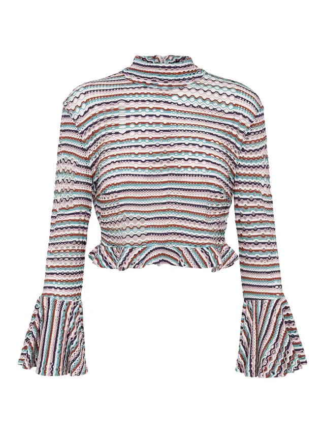 marcel-ostertag-damen-crop-top-multicolor-volants image 1