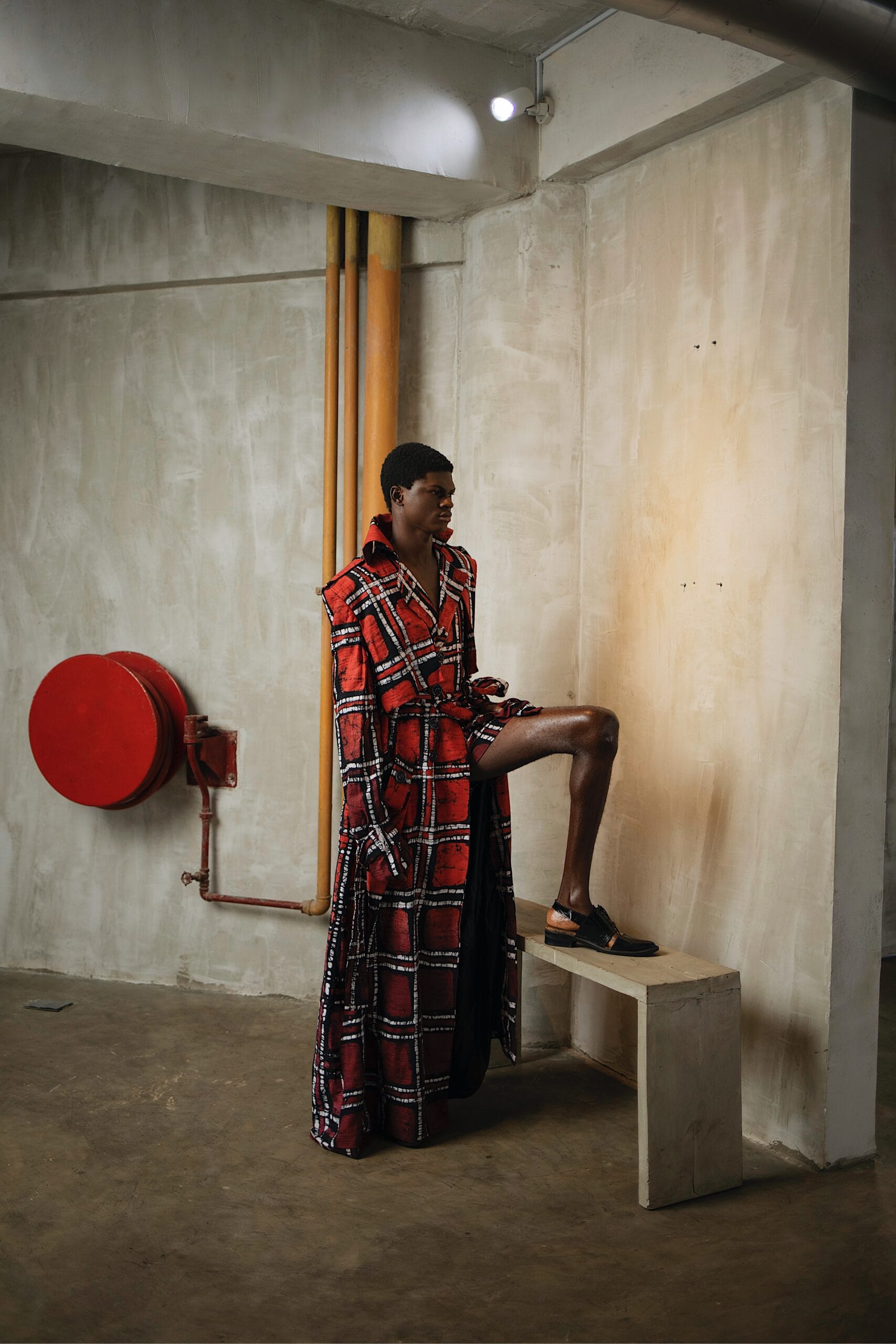 fruch-lee-trench-trenchcoat-bodenlang-tartan-adire image 3