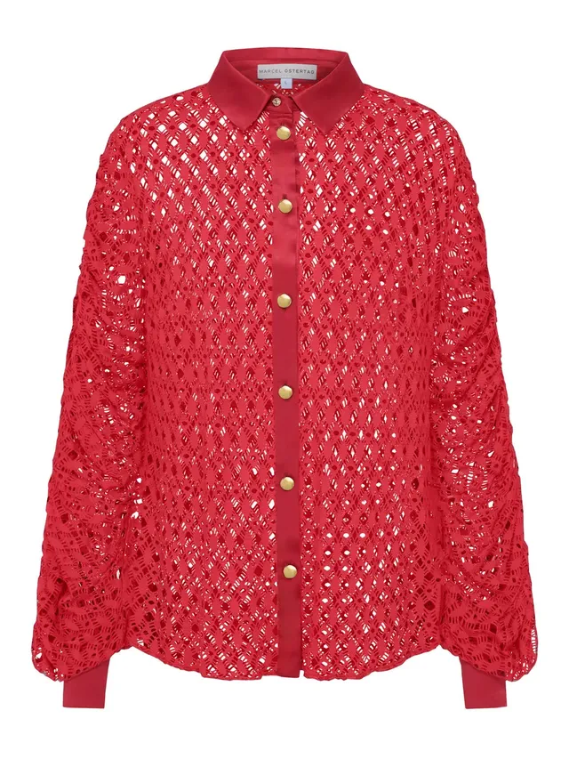 marcel-ostertag-lochmuster-bluse-rot-seide-gr-xs-xl image 1