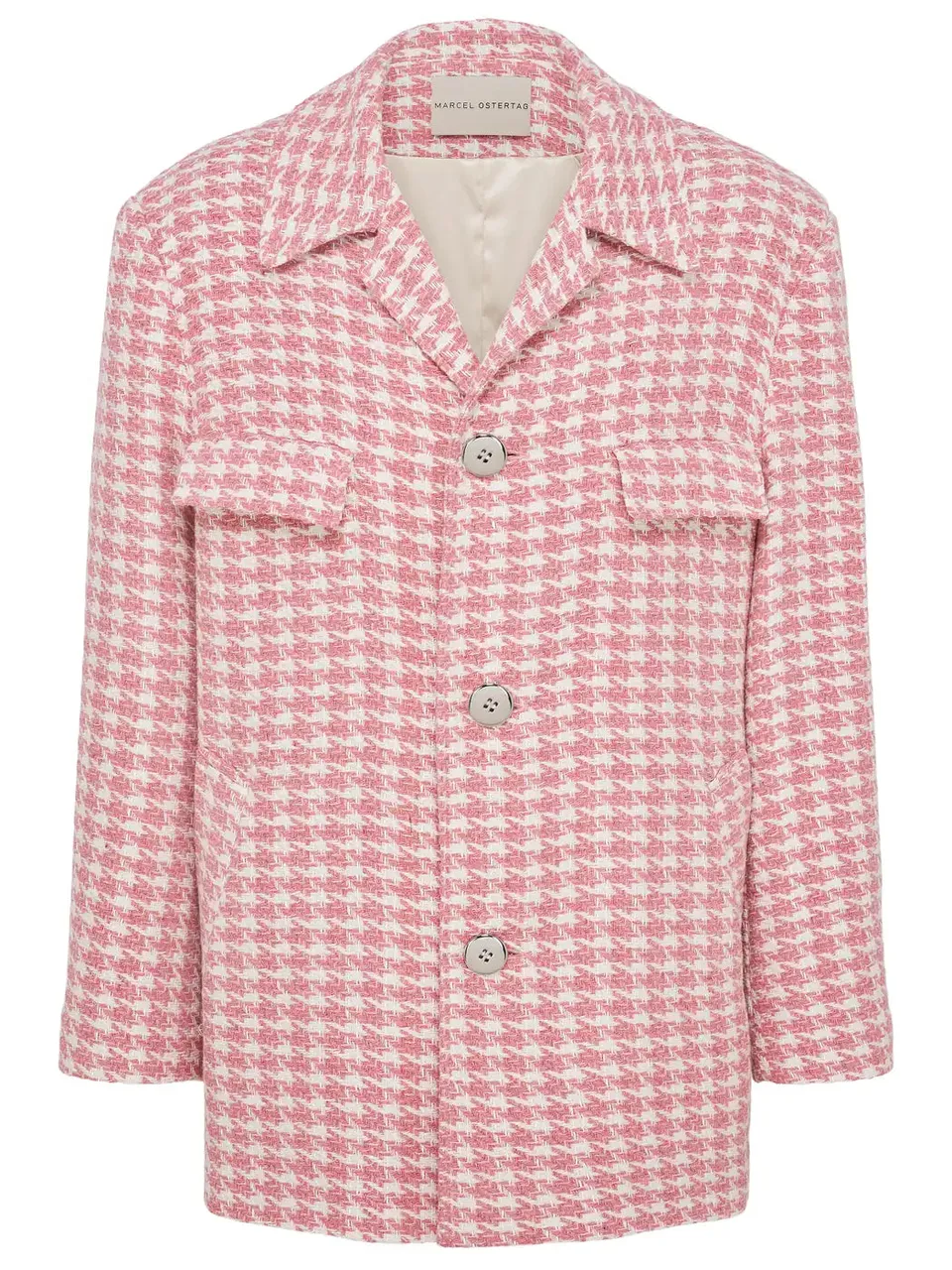 marcel-ostertag-tweedjacke-oversized-rosa-hahnentritt-wolle image 1