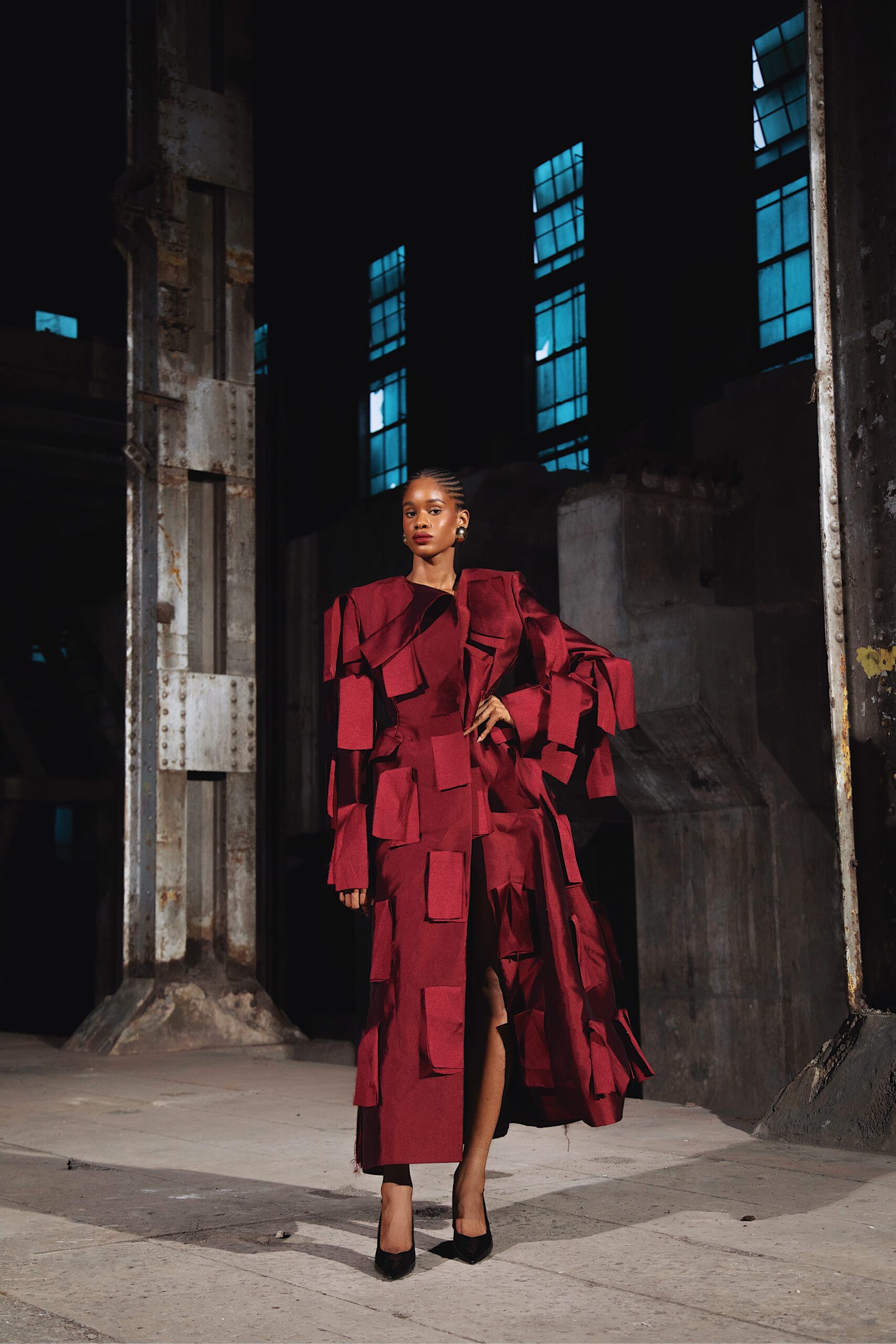 fruch-bordeaux-coat-trenchkleid-mit-fransenbesatz image 1