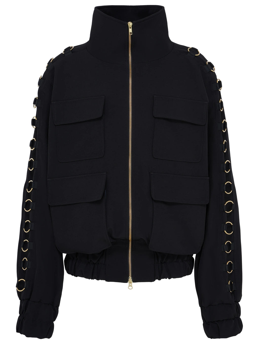 marcel-ostertag-ringe-bomberjacke-schwarz-gold-nylon image 1