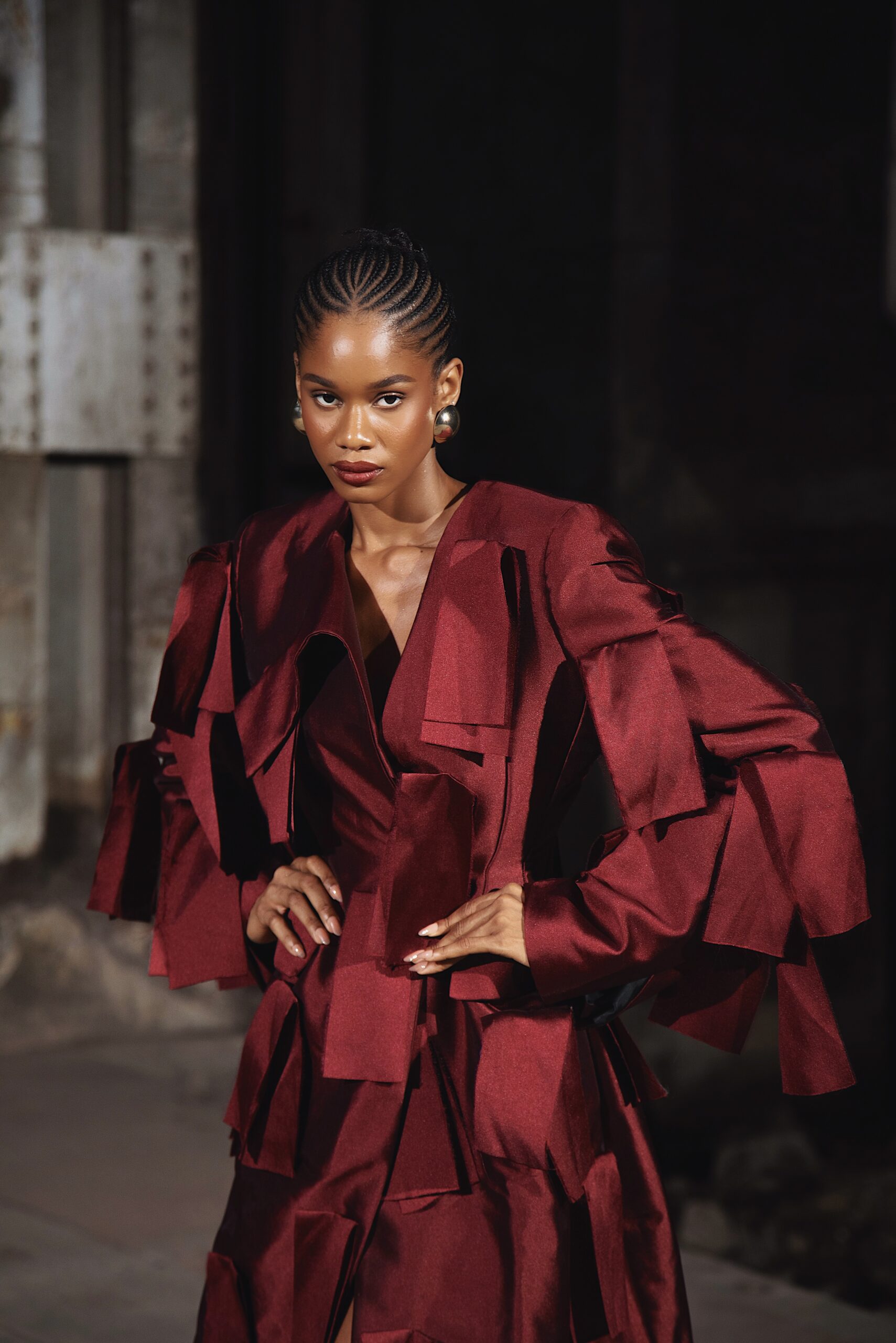 fruch-bordeaux-coat-trenchkleid-mit-fransenbesatz image 3