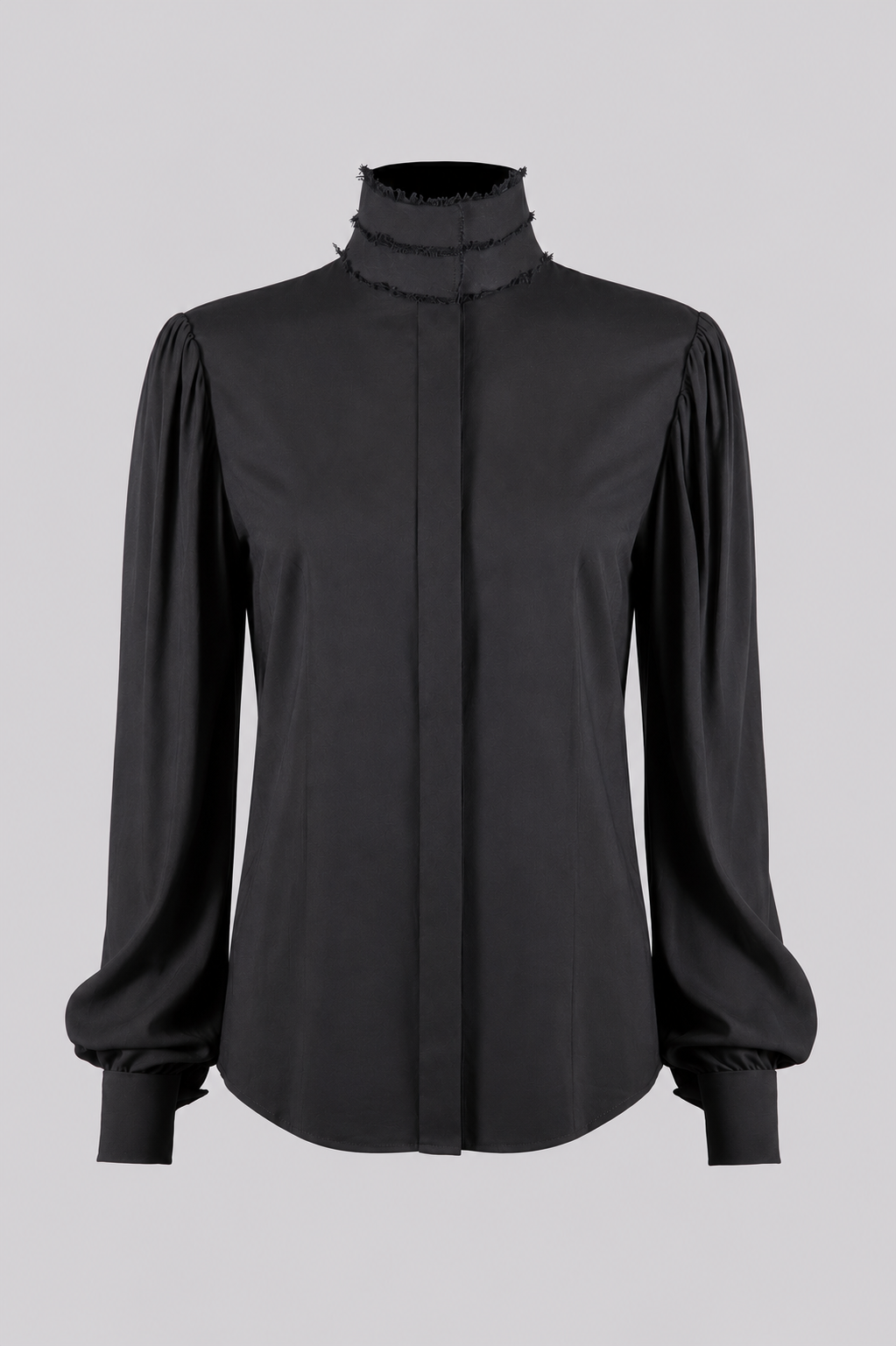 esther-perbandt-stand-up-bluse-schwarz-viskose-stehkragen image 2