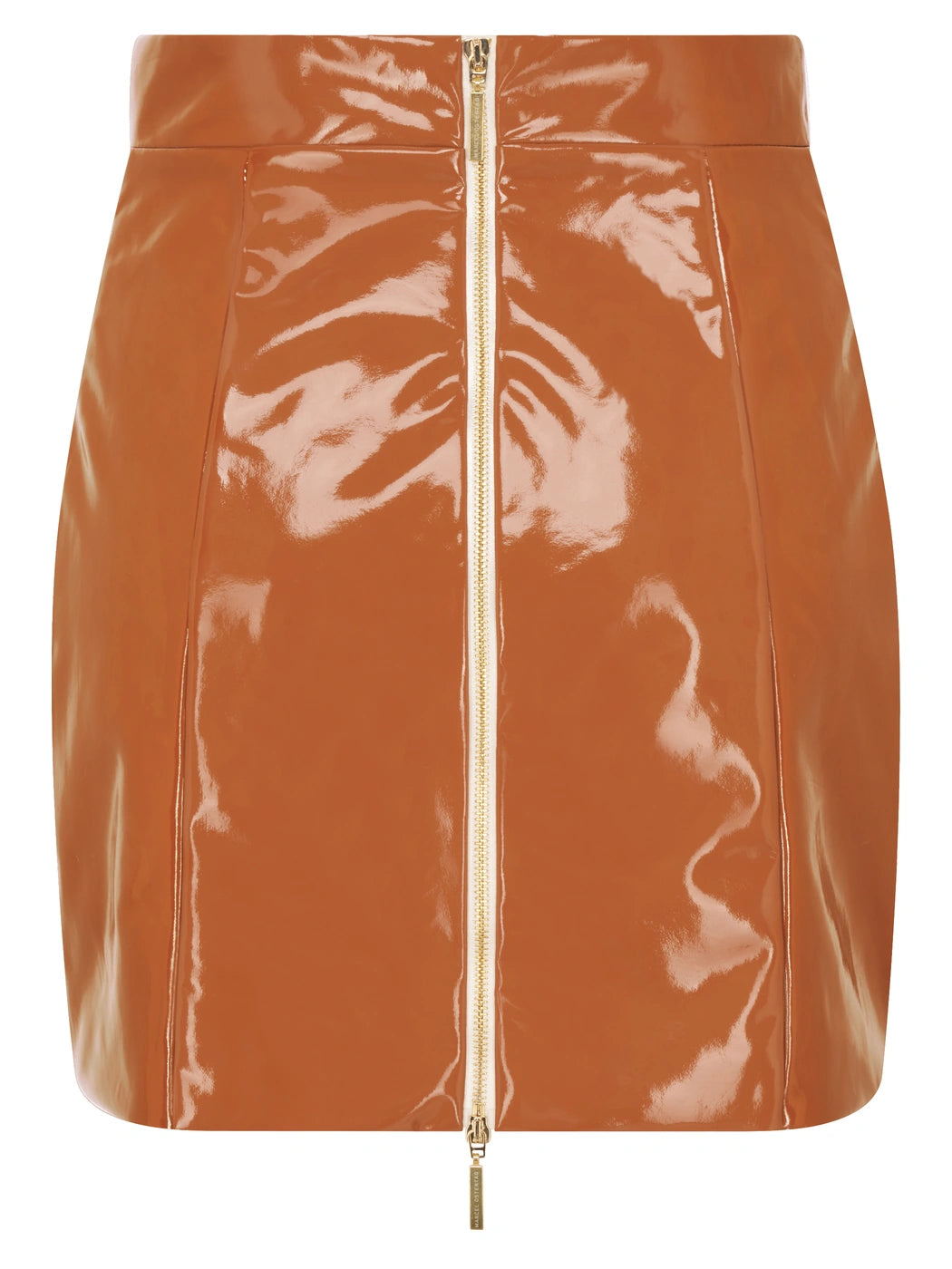 marcel-ostertag-lack-minirock-cognac-braun-gr-xs-m image 2
